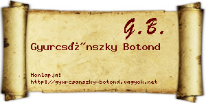 Gyurcsánszky Botond névjegykártya